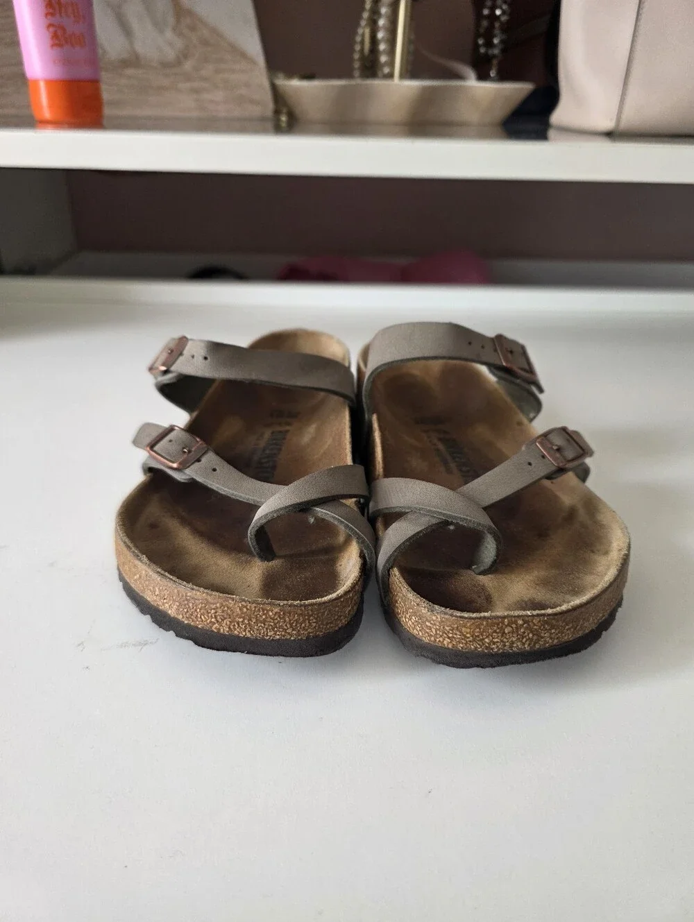 Birkenstock Brown Suede Two-Strap Sandals